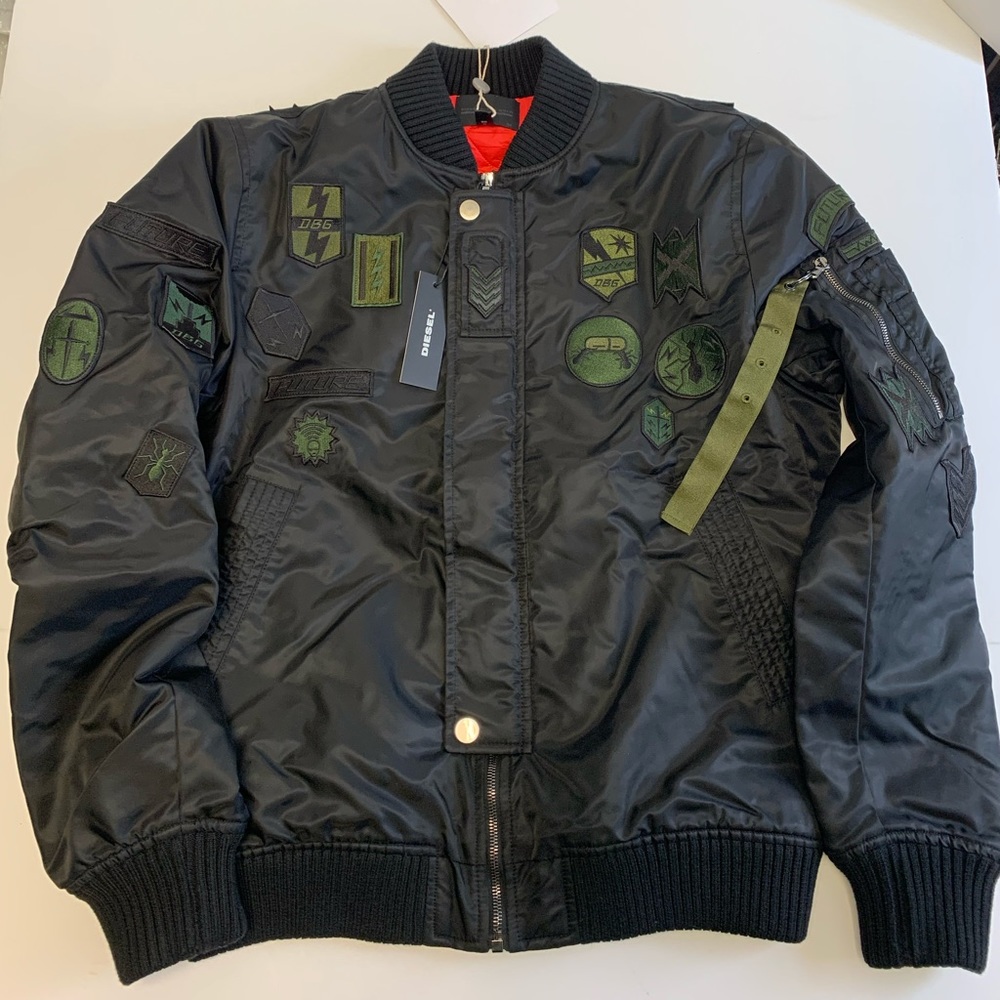 DIESEL BLACK GOLD W-LOVICH Mens BOMBER MOTORCYCLE Jacket Black 52 XL